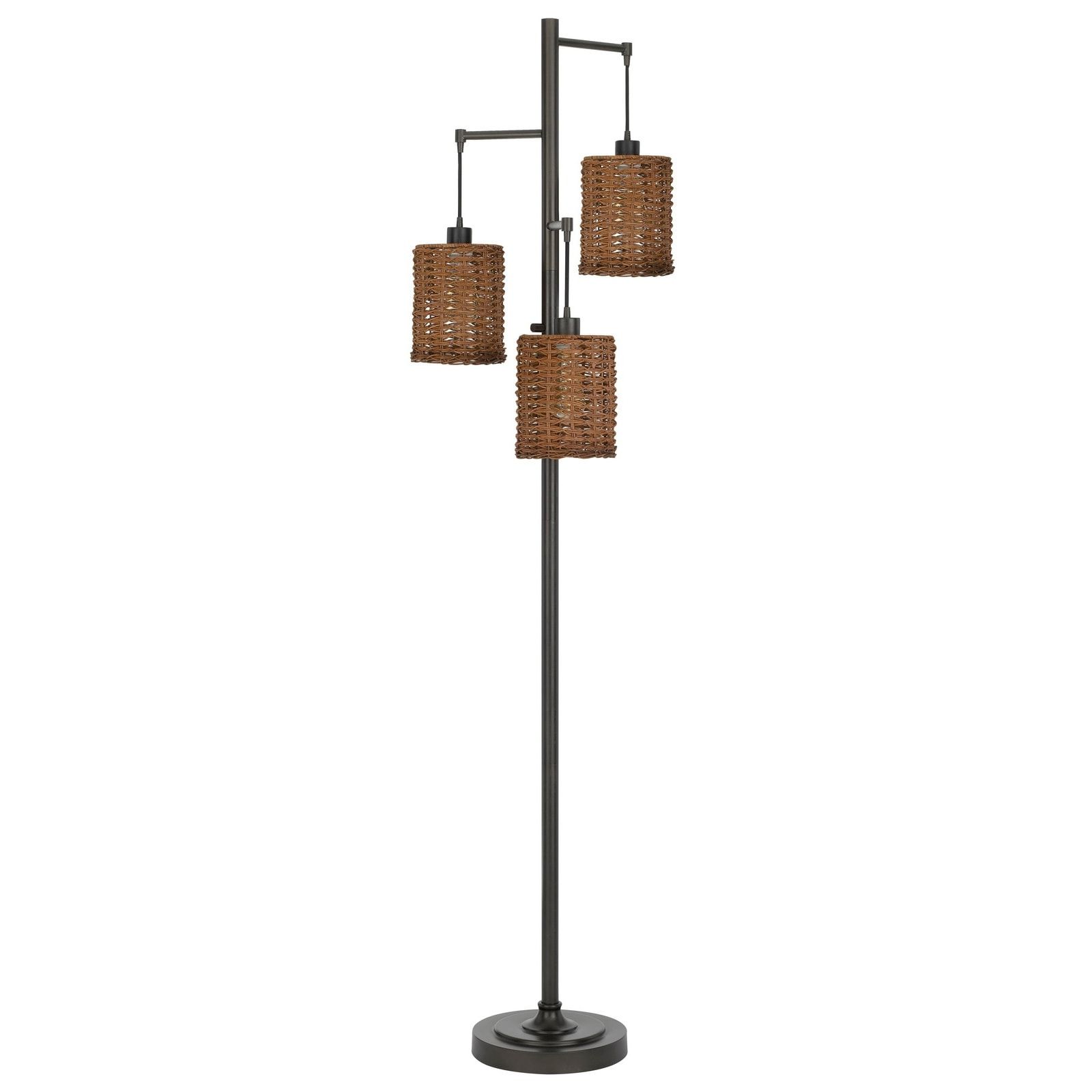 Widely Used Connell Dark Bronze Metal Floor Lamp With Rattan Shades – On Sale –  Overstock – 32632555 For Dark Bronze Standing Lamps (View 5 of 10)