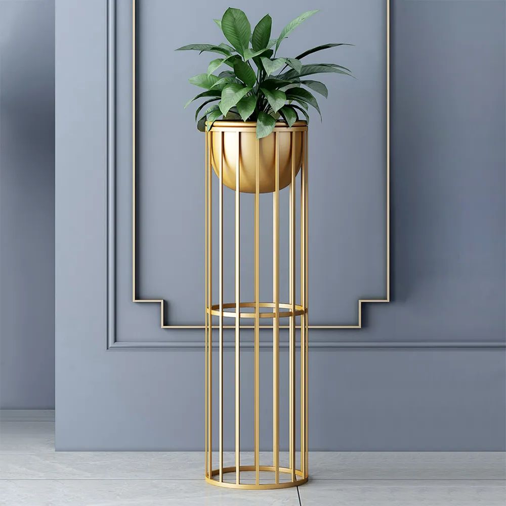 Widely Used Gold Plant Stands Inside Gold Plant Pot Modern Planter With Gold Stand For Indoor Metal Homary (View 3 of 10)