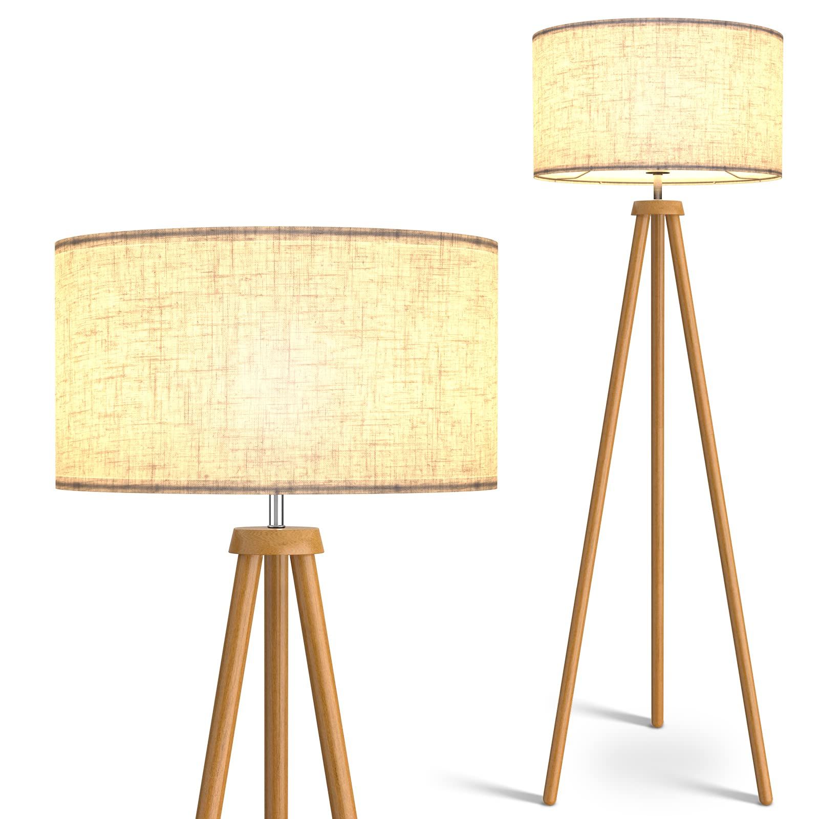 Wood Tripod Standing Lamps In Most Up To Date Lepower Wood Tripod Floor Lamp, Mid Century Standing Lamp For Living Room,  Flaxen Lamp Shade, Modern (View 2 of 10)