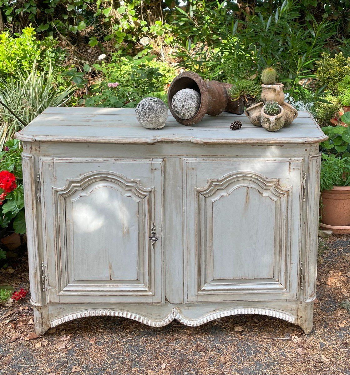 2020 Gray Wooden Sideboards For Proantic: Louis Xiv Painted Wooden Sideboard. 18th Century Gray Patina (Photo 1 of 10)