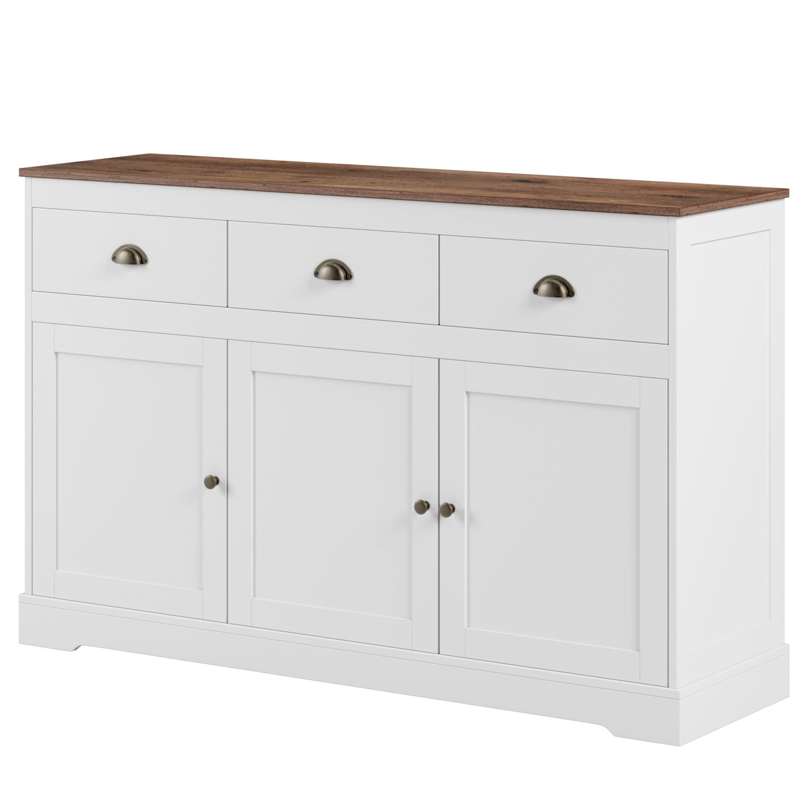 2020 Sideboard Storage Cabinet With 3 Drawers & 3 Doors With Homfa Sideboard Storage Cabinet With 3 Drawers & 3 Doors, 53.54'' Wide Buffet  Cabinet For Dining Room, White – Walmart (Photo 2 of 10)