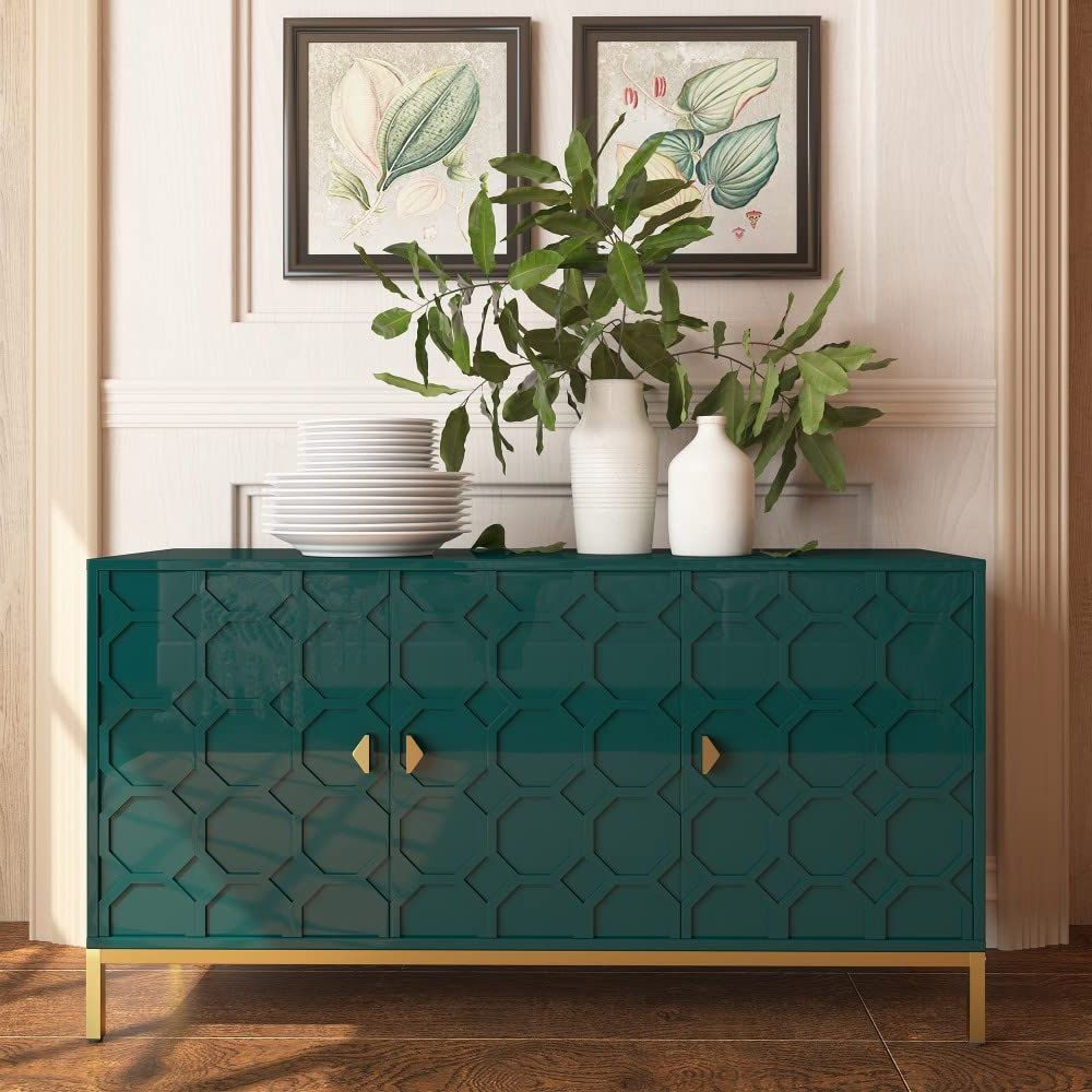 Amazon: Boyel Living Sideboard Cabinet, Modern Storage Cabinet With 3  Door, Accent Cabinet For Living Room, Hallway, Entryway Or Kitchen (green)  : Home & Kitchen Within Best And Newest 3 Door Accent Cabinet Sideboards (Photo 2 of 10)