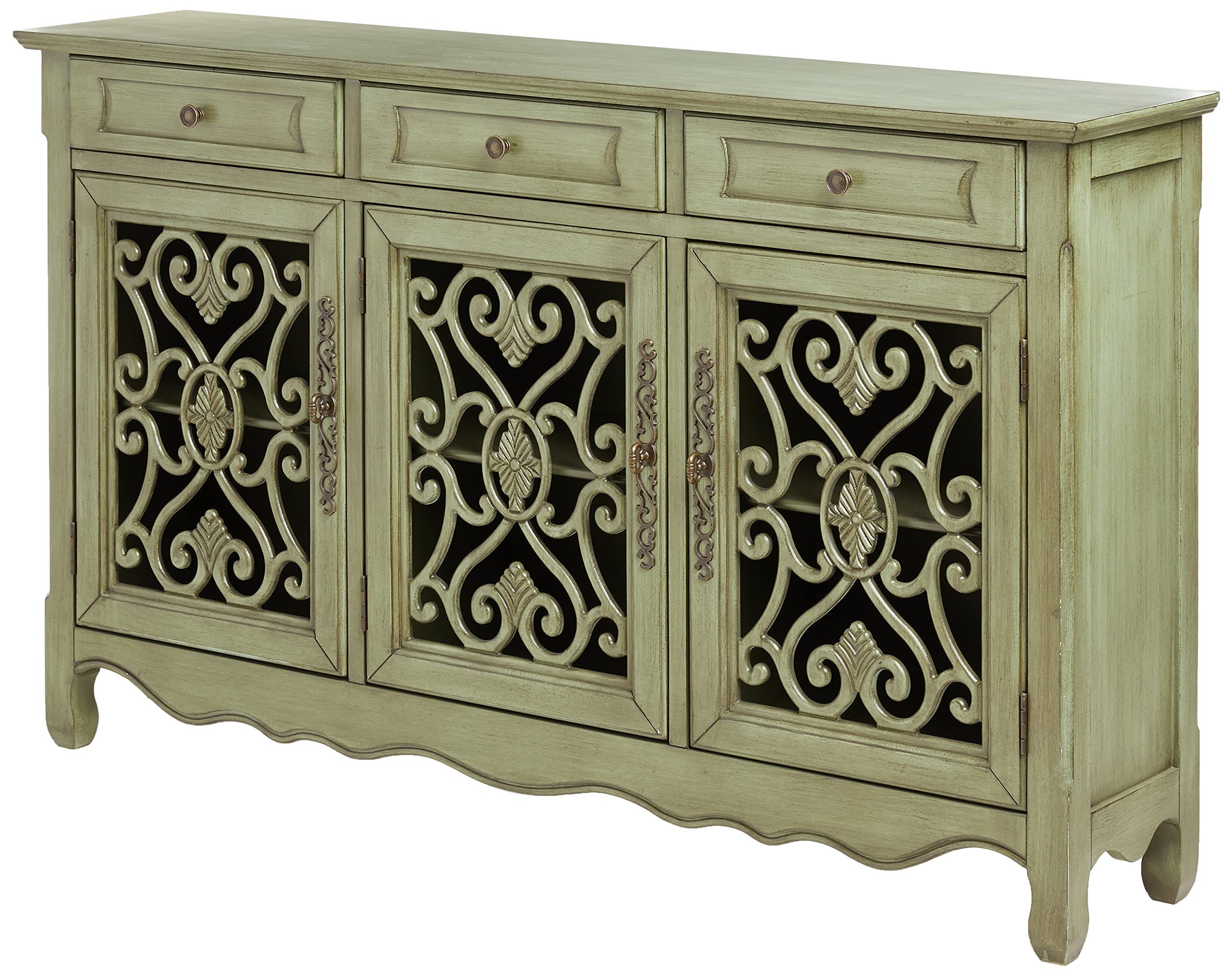 Amazon: Coaster Home Furnishings Madeline 3 Door Accent Cabinet Antique  Green : Home & Kitchen Regarding Most Recent 3 Door Accent Cabinet Sideboards (Photo 6 of 10)