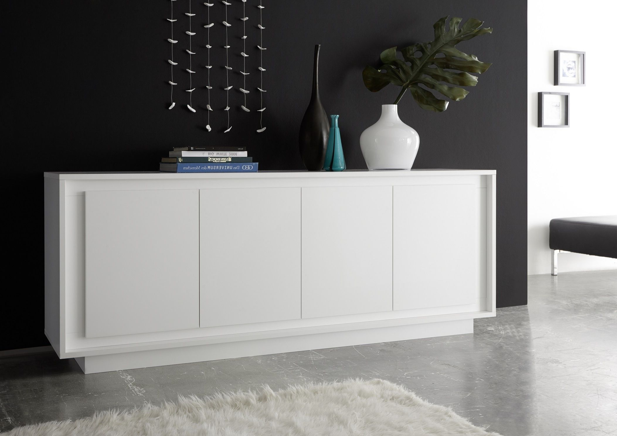 Amber Vi White Lacquer Modern Sideboard – Sideboards (2696) – Sena Home  Furniture Throughout 2020 White Sideboards For Living Room (View 7 of 10)