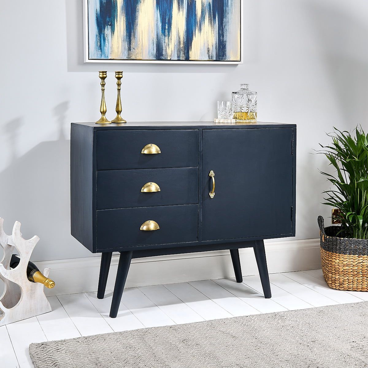 Antique Blue Sideboard Navy – Ellie – Zaza Homes With Fashionable Navy Blue Sideboards (View 3 of 10)