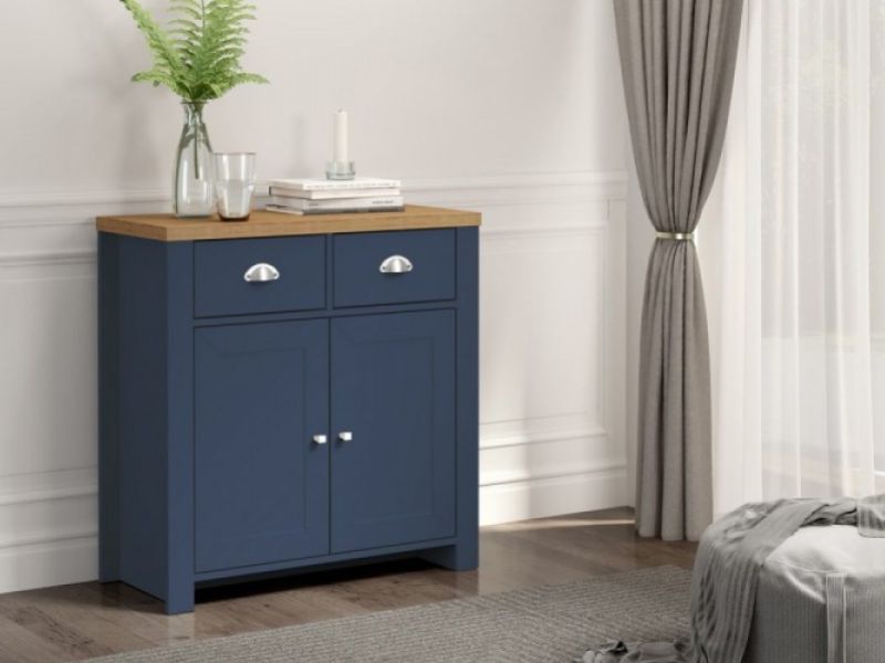 Birlea Winchester 2 Door 2 Drawer Sideboard In Navy Blue And Oakbirlea Intended For Fashionable Navy Blue Sideboards (View 7 of 10)
