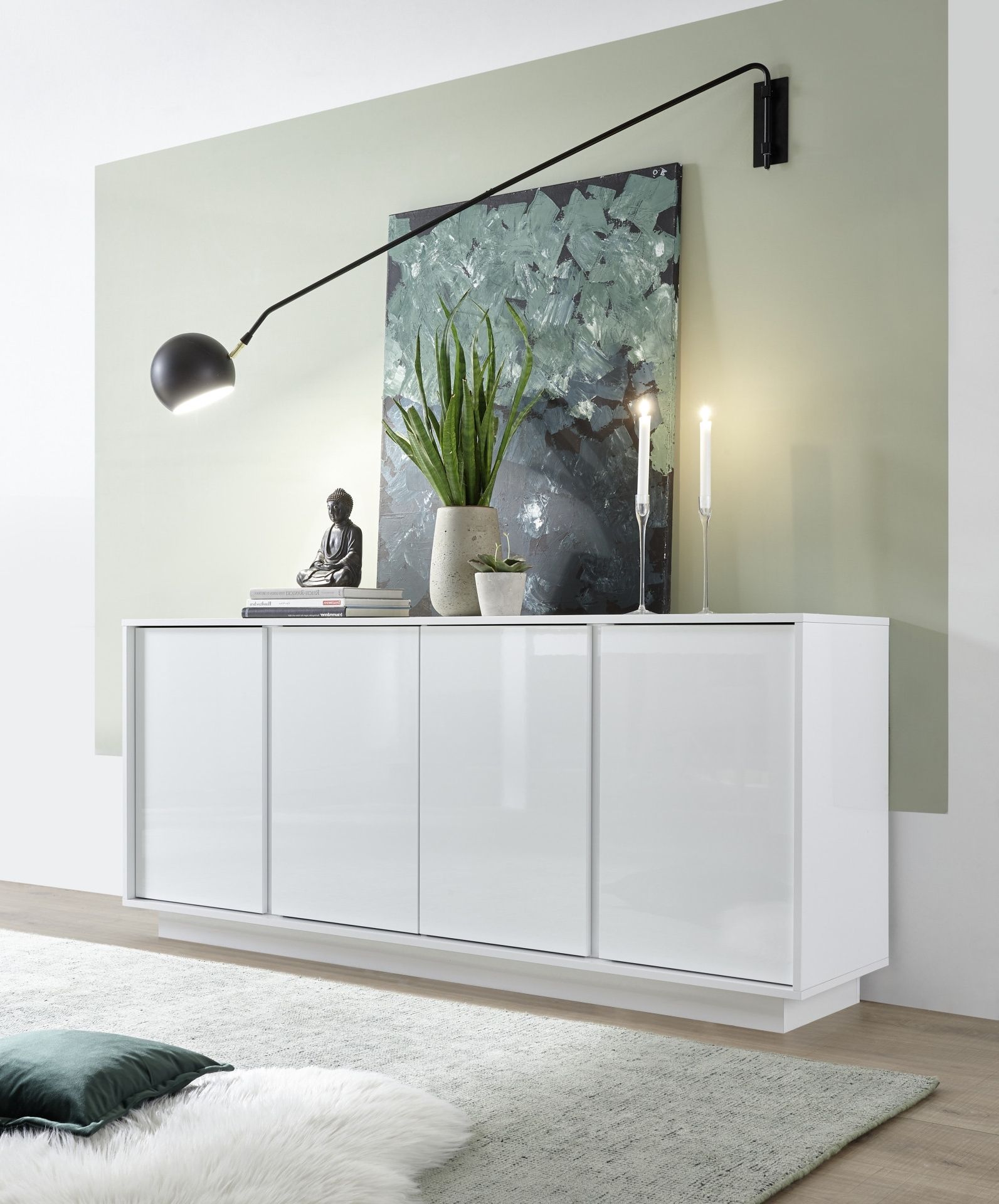 Ice 180cm Modern Sideboard In White Gloss – Sideboards (4513) – Sena Home  Furniture In Widely Used White Sideboards For Living Room (Photo 1 of 10)