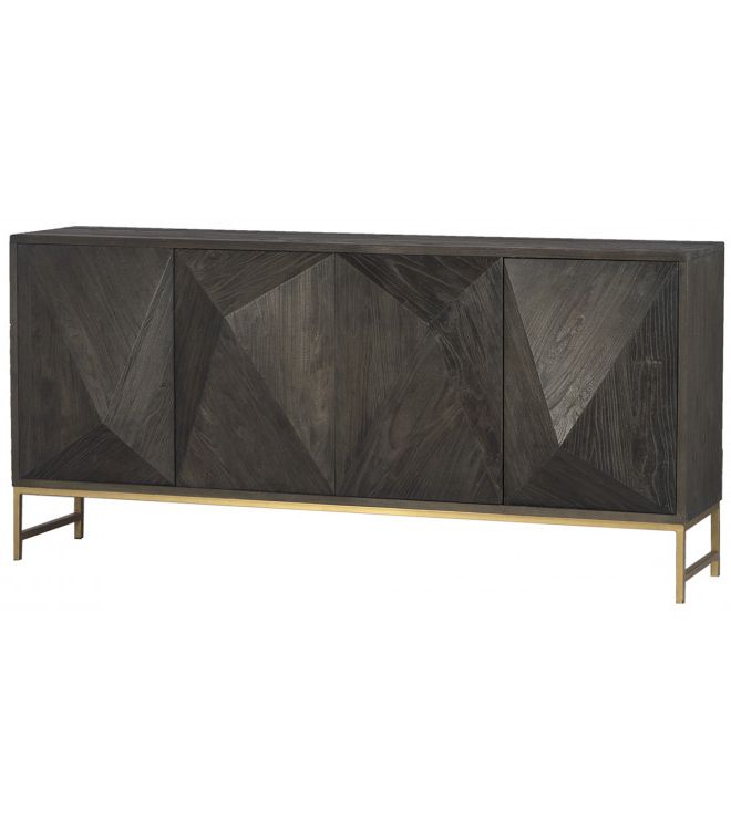 Most Recent Geometric Sideboards Inside Dark Wood Geometric Block Design Buffet Sideboard (View 2 of 10)