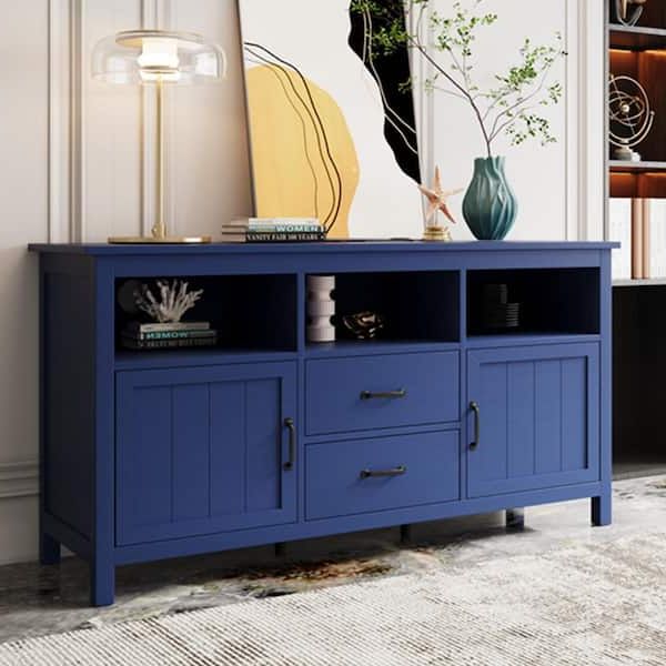 Navy Blue Sideboards With 2019 Athmile Navy Blue Sideboard With Cabinet And Drawers Gzx B2w20221133 – The  Home Depot (View 2 of 10)