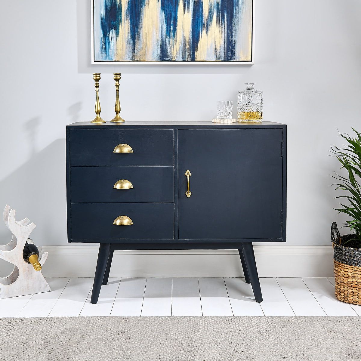 Navy Blue Sideboards With Latest Antique Blue Sideboard Navy – Ellie – Zaza Homes (Photo 1 of 10)