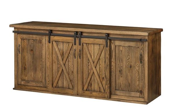 Newest Sideboards Double Barn Door Buffet With New England 74" Dining Buffet With Sliding Barn Doors From (Photo 9 of 10)