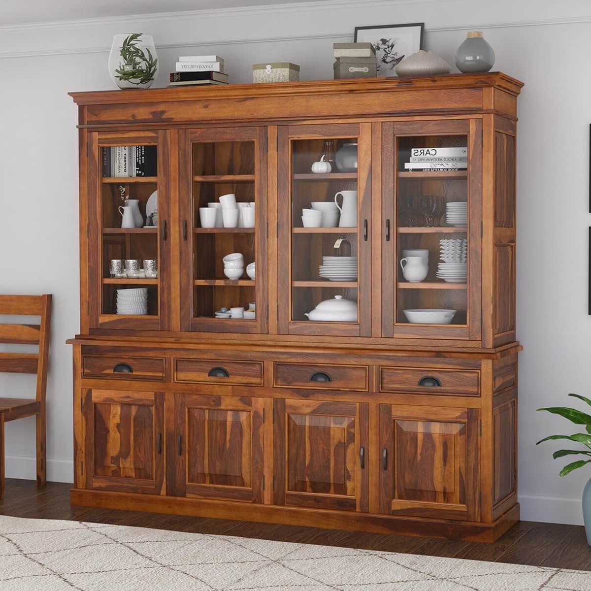 Newest Wide Buffet Cabinets For Dining Room With Regard To Cariboo Contemporary Rustic Solid Wood Dining Room Large Buffet Hutch (Photo 8 of 10)