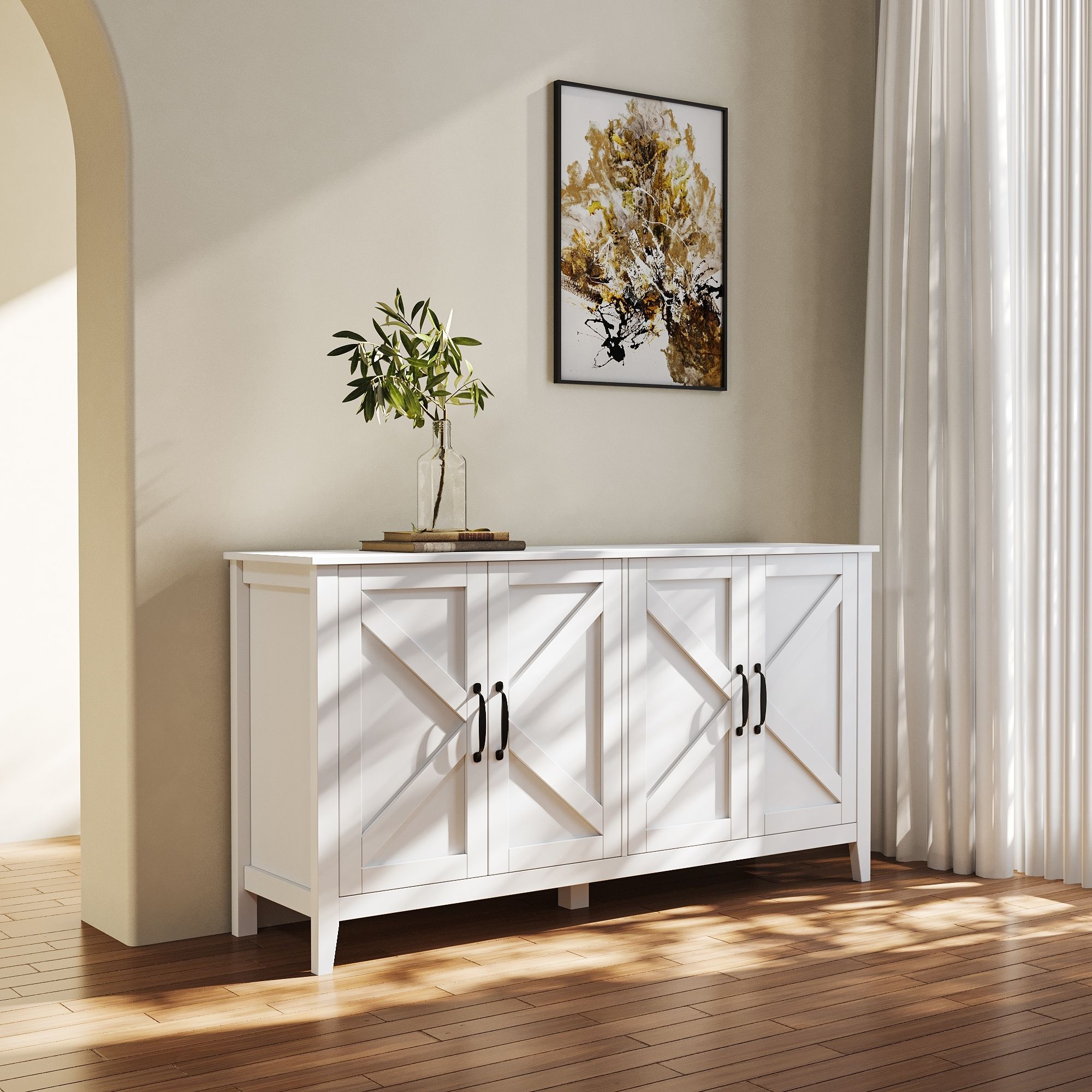 Preferred Sideboards For Entryway With Regard To Sideboard Storage Entryway Floor Cabinet With 4 Shelves – Bed Bath & Beyond  – 37068169 (Photo 9 of 10)