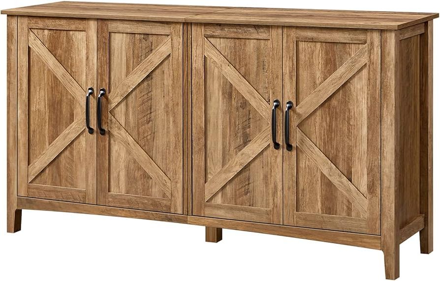 Recent Rustic Walnut Sideboards Regarding Amazon – Vasagle Buffet Cabinet, Sideboard, Credenza, Kitchen Storage  Cabinet, With Adjustable Shelves, For Living Room, Entryway, Rustic Walnut  Ulsc381t41 – Buffets & Sideboards (Photo 7 of 10)