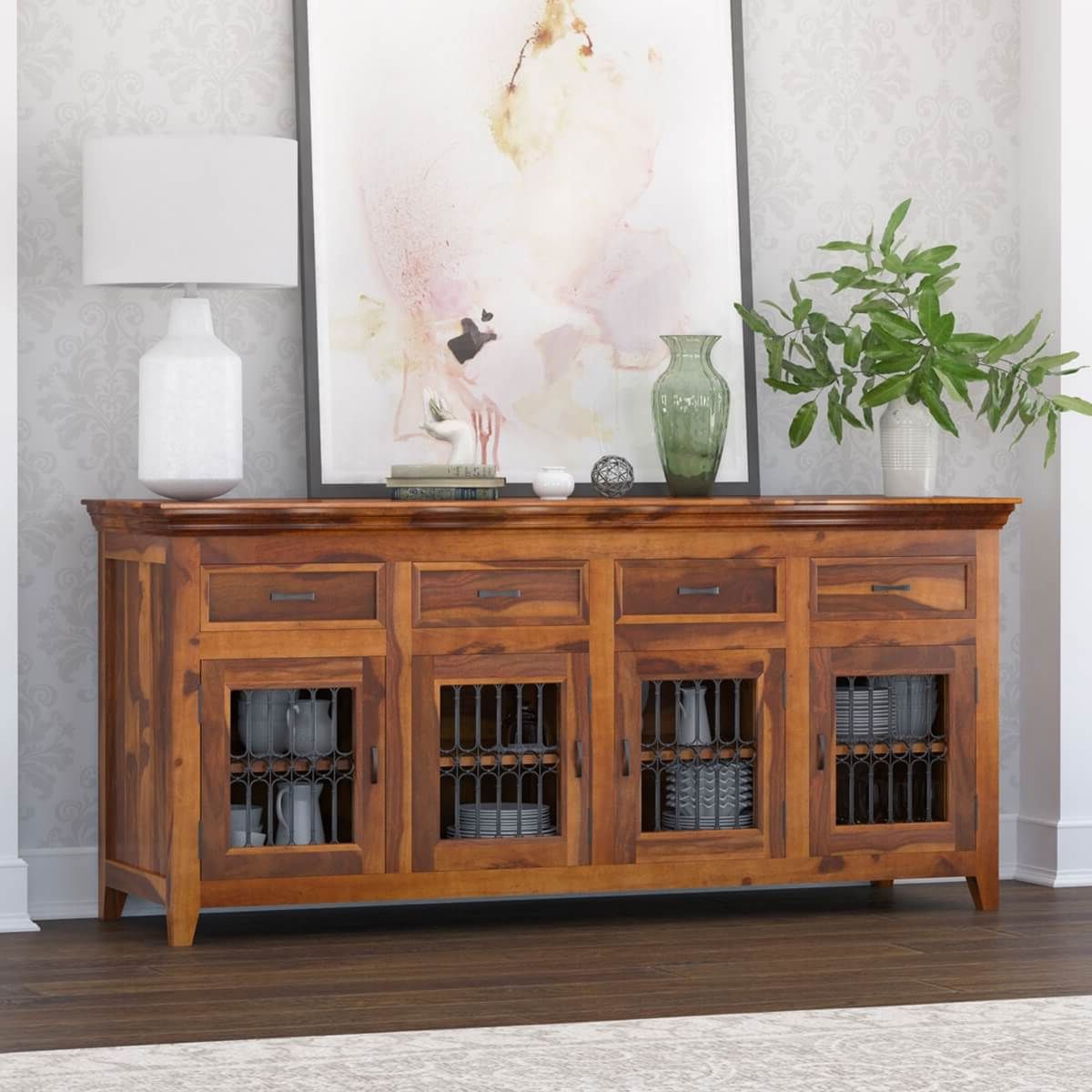 San Francisco Modern Texas Solid Wood Large Buffet Cabinet In Well Known Solid Wood Buffet Sideboards (View 7 of 10)
