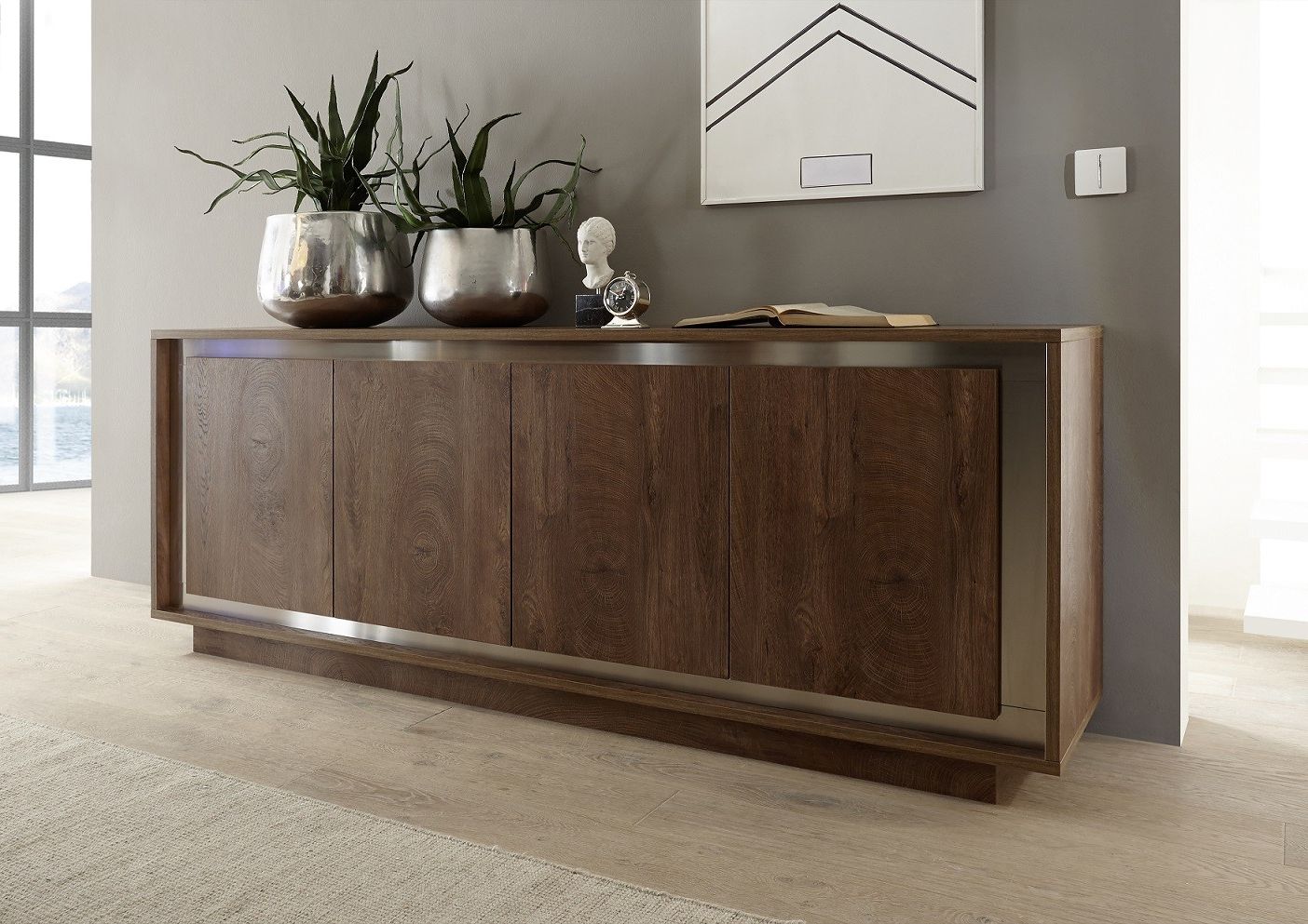 Well Known Amber Modern Sideboard In Oak Cognac With Inlays – Sideboards (2542) – Sena  Home Furniture Inside Modern And Contemporary Sideboards (Photo 6 of 10)