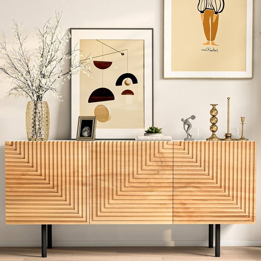 Widely Used Geometric Sideboards Intended For Amazon: Roomfitters Mid Century Modern Tv Stand For Tvs Up To 65", Boho Sideboard  Buffet Cabinet Credenza, Media Console Entertainment Center For Living  Room, Poplar Wood Print Carved And Geometric Design : (View 5 of 10)