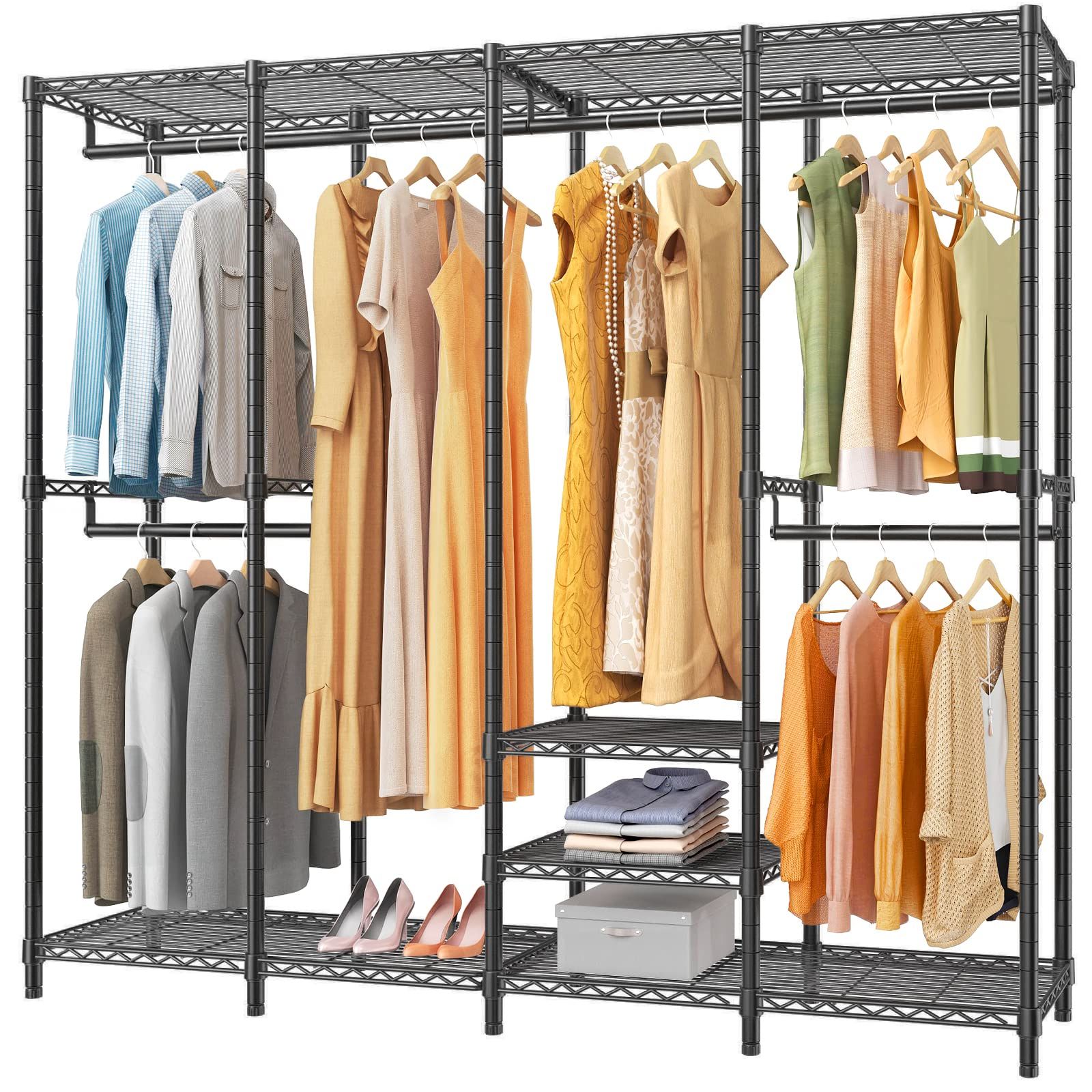 2017 Amazon: Vipek V40 Wire Garment Rack Heavy Duty Clothes Rack For Hanging  Clothes, Multi Functional Bedroom Clothing Rack Freestanding Closet  Wardrobe Rack, Max Load 900lbs, Black : Home & Kitchen Intended For Wire Garment Rack Wardrobes (View 5 of 10)