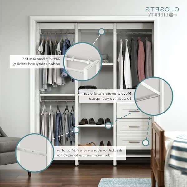 2017 Wardrobes With 3 Shelving Towers Within Closetsliberty 68.5 In. W White Adjustable Tower Wood Closet System  With 3 Drawers And 11 Shelves Hs56700 Rw 06 – The Home Depot (Photo 7 of 10)