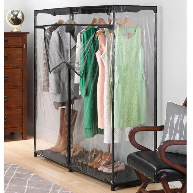60 Inch Wardrobes With Well Known Extra Wide 60 Inch Freestanding Closet Systems, Black And Clear Home  Furniture Cabinet For Clothes Wardrobes – Aliexpress (Photo 4 of 10)