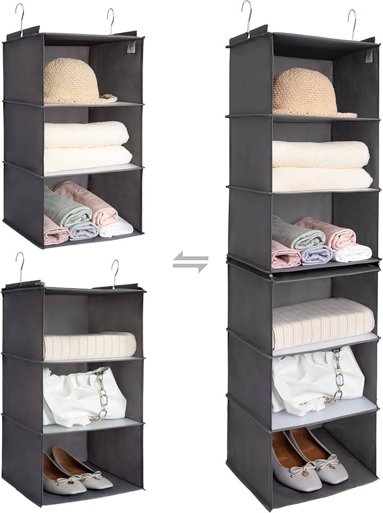 Amazon: Granny Says 6 Shelf Hanging Closet Organizer, Separable Into 2 Pack  3 Shelves Hanging Organizers, Hanging Storage Organizer For Closet, Dark  Gray : Home & Kitchen Throughout Well Liked 2 Separable Wardrobes (Photo 7 of 10)