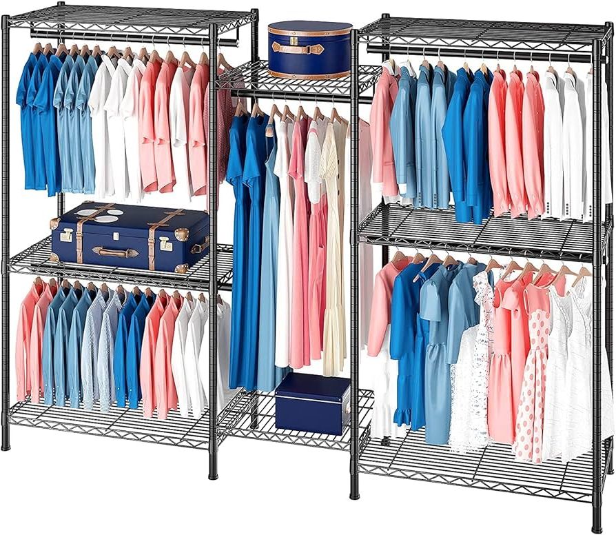 Amazon: Raybee Clothes Rack Heavy Duty Clothing Racks For Hanging  Clothes 830 Lbs Metal Clothing Rack Heavy Duty Wire Garment Rack Free  Standing Closet Portable & Sturdy 74.8”wx17.7”dx76.8”h Black : Home & Throughout 2018 Heavy Duty Wardrobes (Photo 5 of 10)