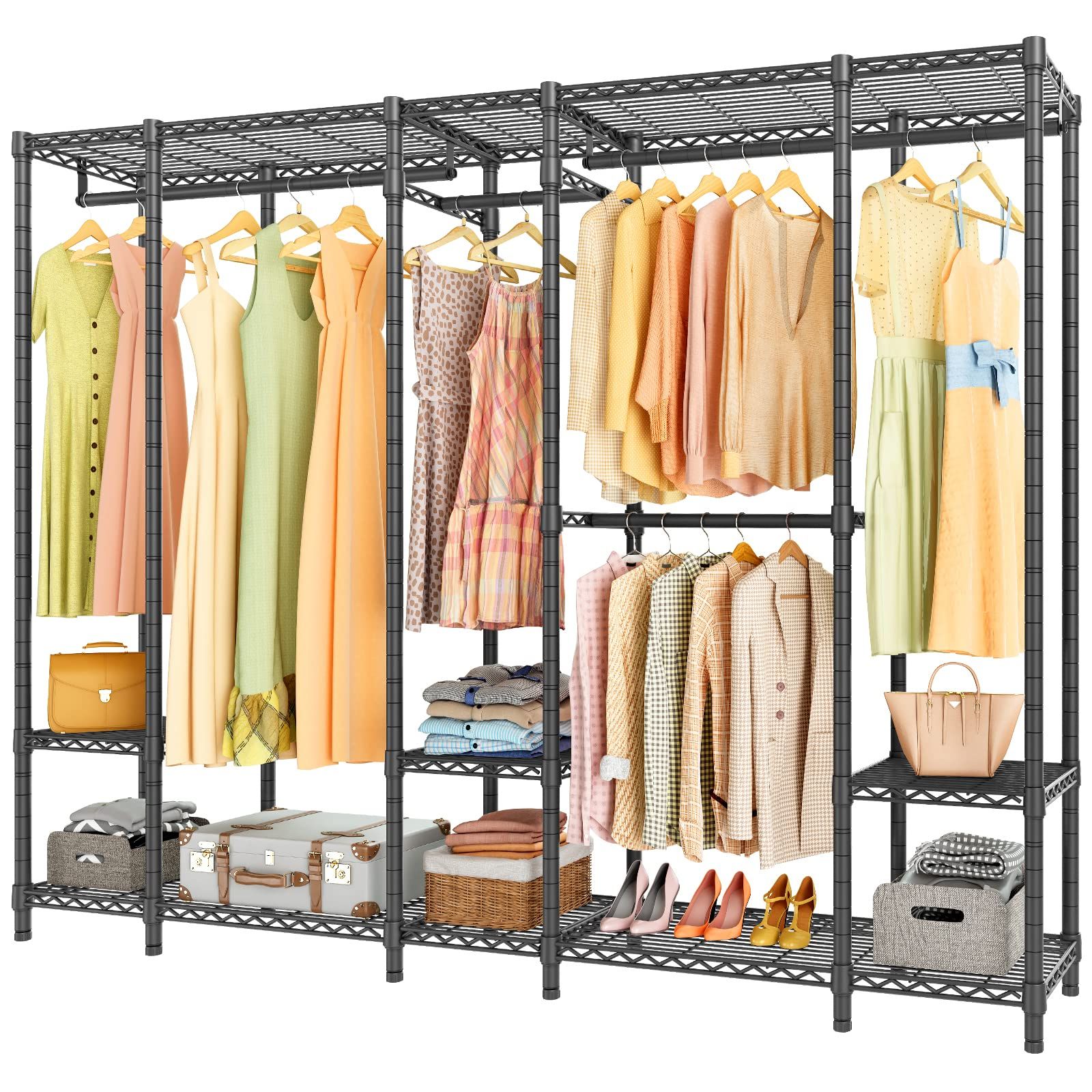 Amazon: Vipek V50i Extra Large Portable Closet Rack Bedroom Armoire  Freestanding Wardrobe Closet, Heavy Duty Clothes Rack Multi Functional  Metal Clothing Rack For Hanging Clothes, Max Load 1100lbs, Black : Home &  Kitchen Inside Trendy Extra Wide Portable Wardrobes (View 4 of 10)
