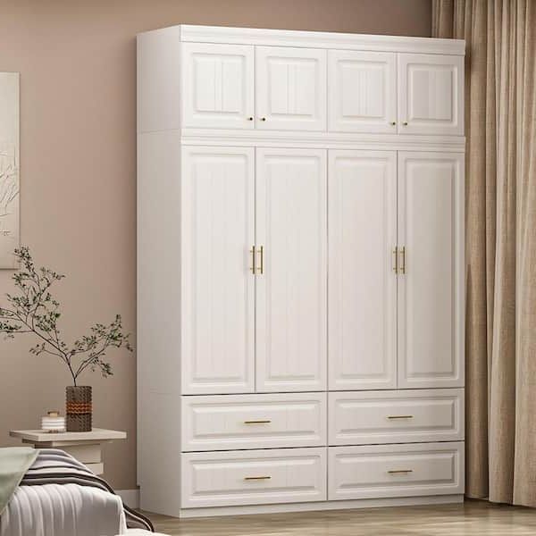 Best And Newest Fufu&gaga White 8 Door Big Wardrobe Armoires With Hanging Rod, 4 Drawers,  Storage Shelves 93.9 In. H X 63 In. W X 20.6 In (View 6 of 10)
