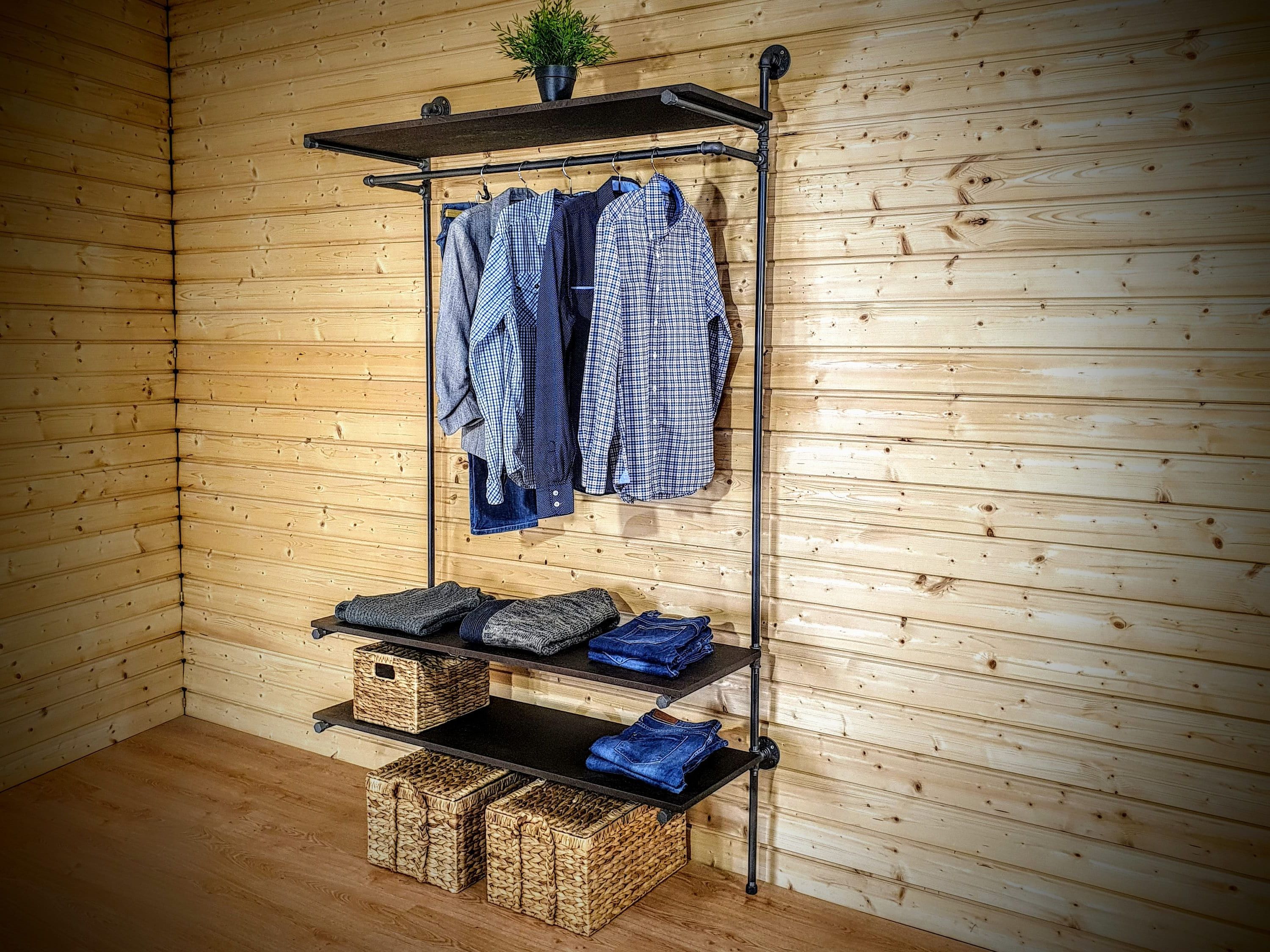 Built In Garment Rack Wardrobes With Current Clothes Rack With Shelves For Built In Wardrobe Industrial – Etsy Denmark (View 5 of 10)