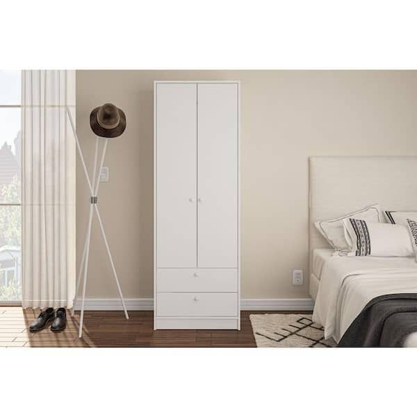 Cambridge White Wardrobe With 2 Doors And 2 Drawers 402001740001 – The Home  Depot Pertaining To Well Known 2 Door Wardrobes (Photo 2 of 10)