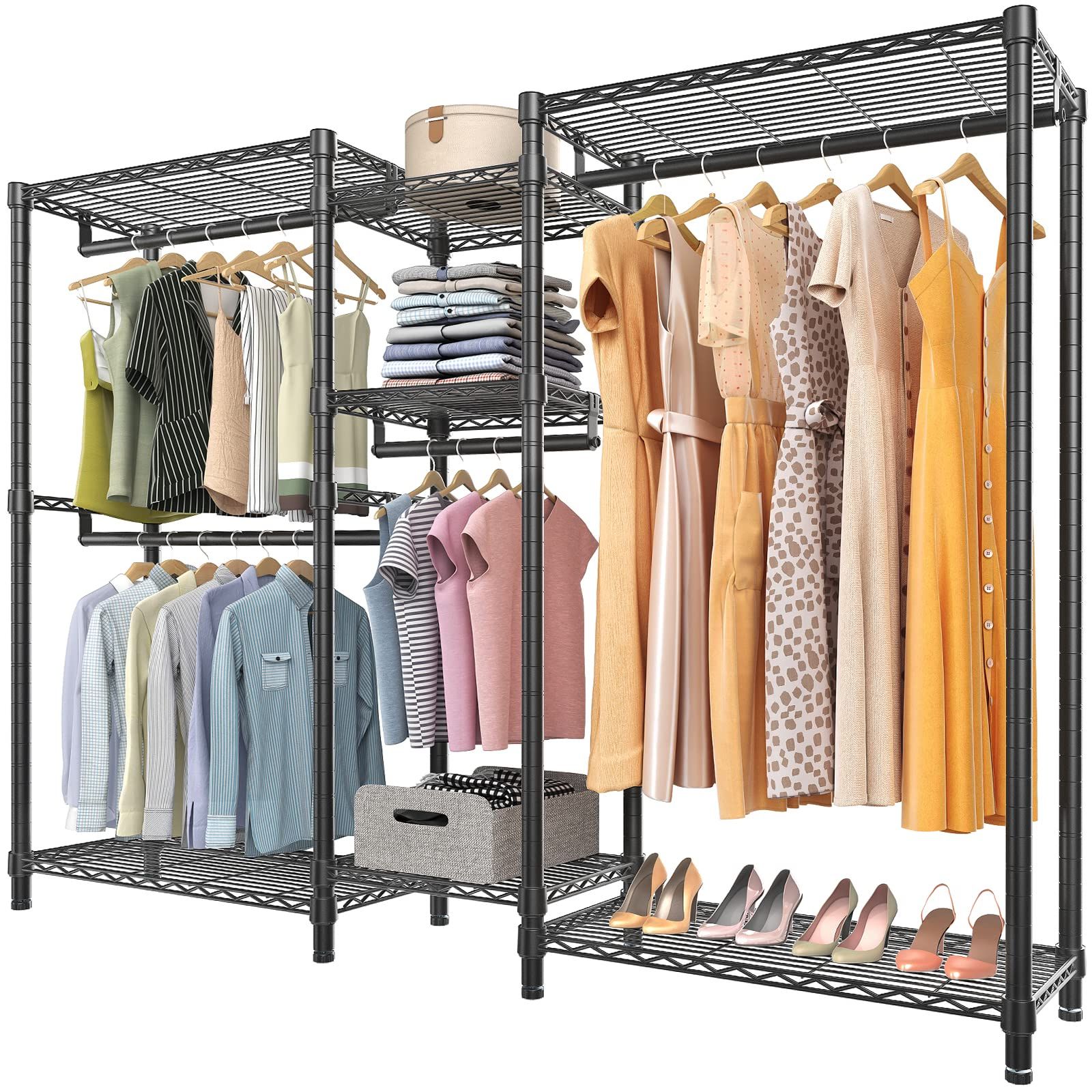 Current Amazon: Vipek V6 Wire Garment Rack Heavy Duty Clothes Rack Metal With  Shelves, Freestanding Portable Wardrobe Closet Rack For Hanging Clothes  74.4" L X 17.7" W X  (View 2 of 10)