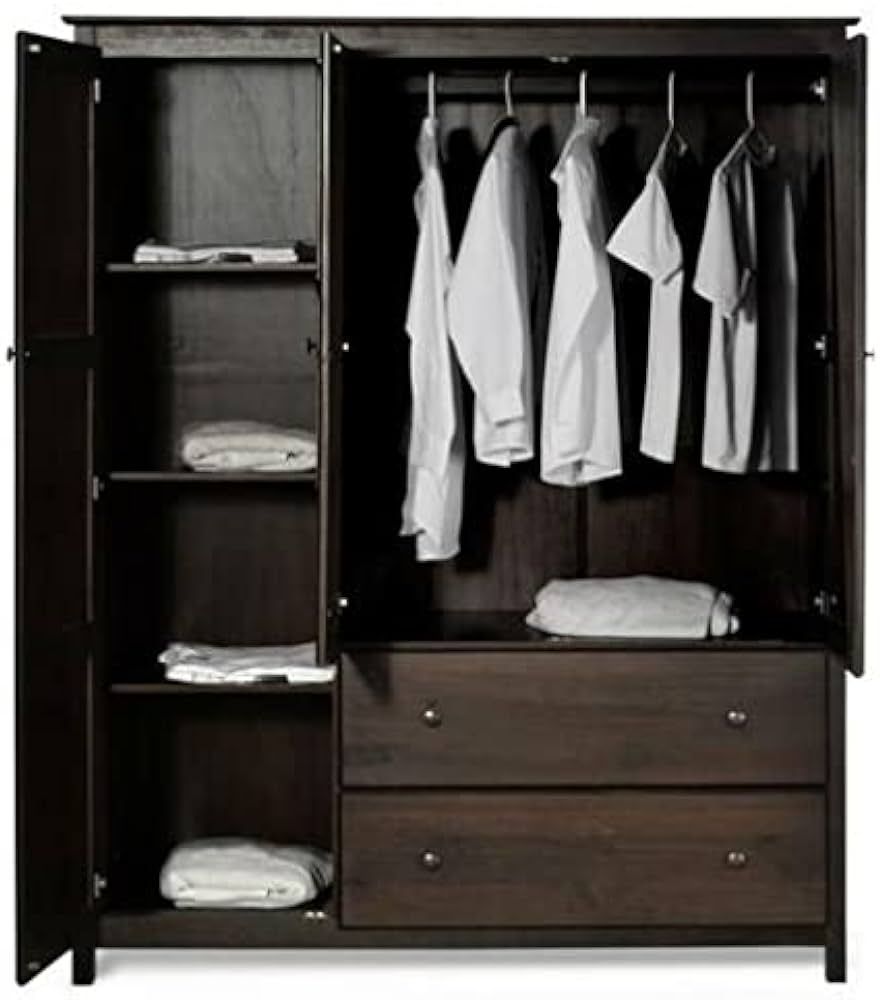 Current Espresso Wardrobes In Amazon: Espresso Wood Finish Bedroom Wardrobe Armoire Cabinet Closet :  Home & Kitchen (Photo 1 of 10)