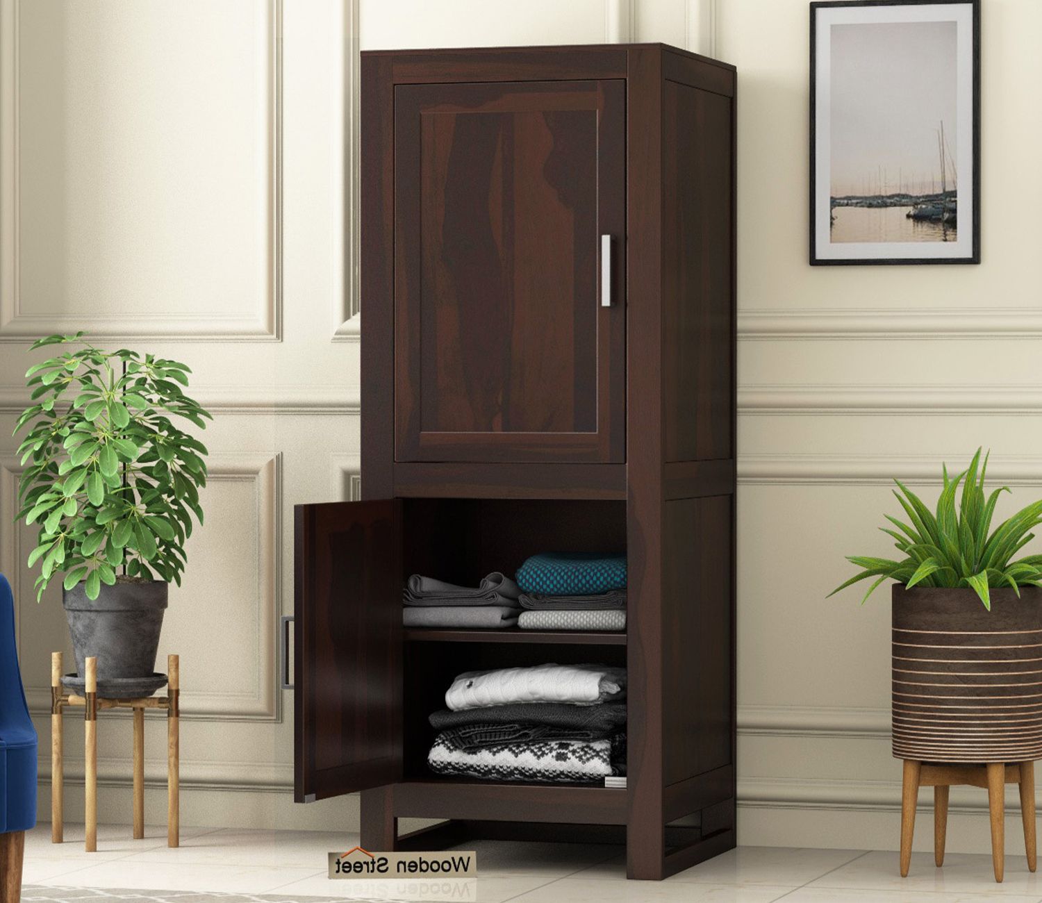 Current Medium Size Wardrobes With Regard To Buy Lacey Medium Size Wardrobe (walnut Finish) Online In India At Best  Price – Modern Wardrobes – Bedroom Cabinets – Storage Furniture – Furniture  – Wooden Street Product (Photo 4 of 10)