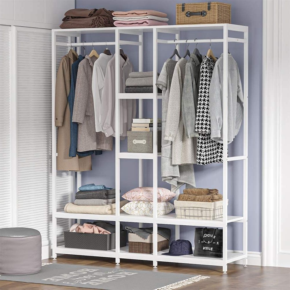 Double Rod Free Standing Closet Organizer, Clothes Closet Storage With  Shelves, Extra Large Wardrobe Clothes Garment Rack – On Sale – Bed Bath &  Beyond – 38300945 Throughout Most Popular Standing Closet Clothes Storage Wardrobes (Photo 7 of 10)