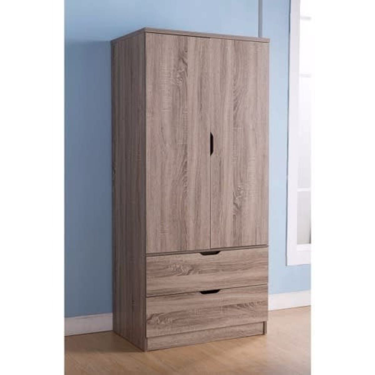 Favorite Wardrobes With Two Drawers With Regard To Boa Furnitures Two Door Wardrobe With Two Drawers – Grey (Photo 6 of 10)