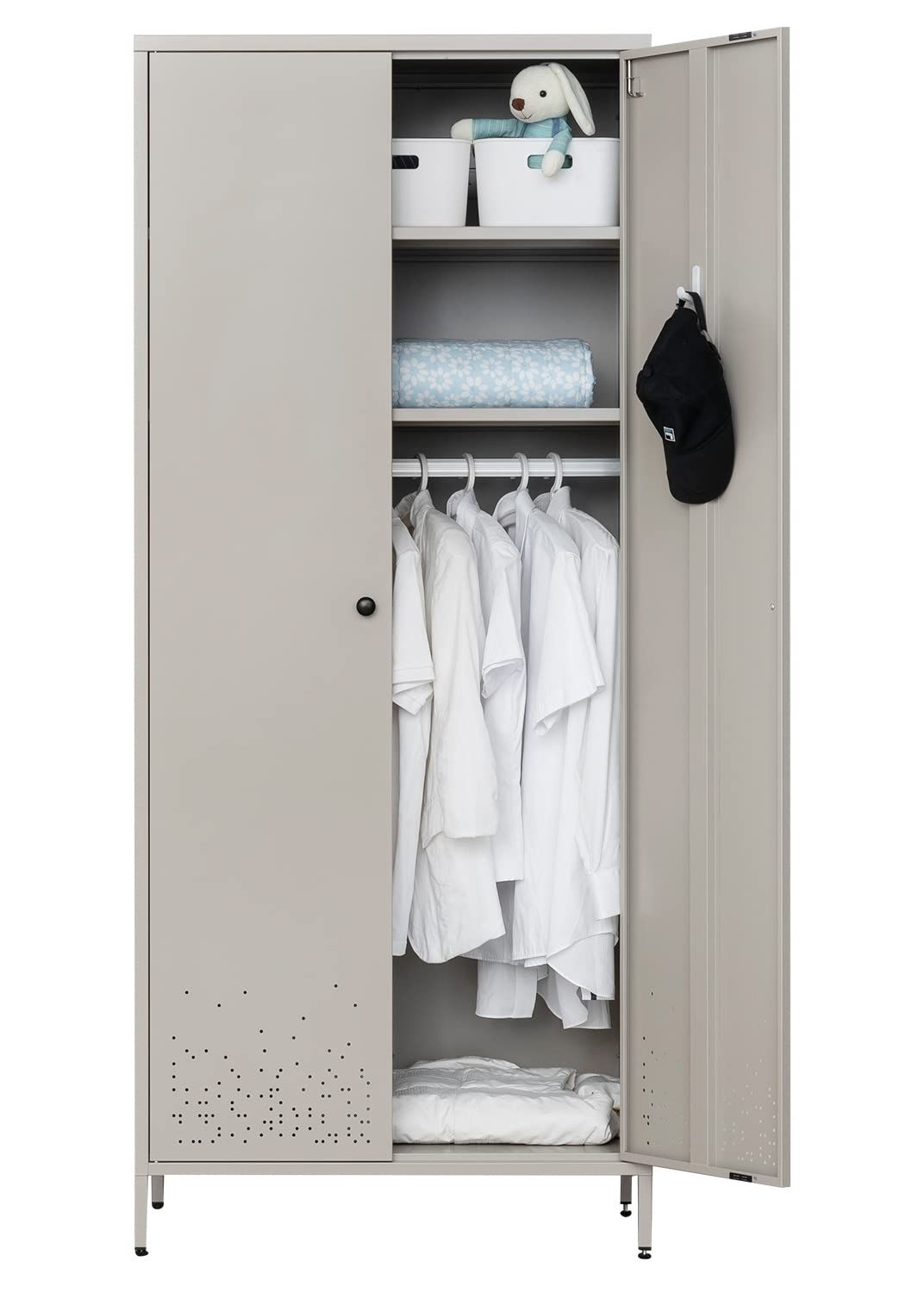 Garment Cabinet Wardrobes For 2018 Amazon: Besfur Bedroom Armoires, Metal Wardrobe Closet With Hanging  Rod, Adjustable Shelves, 20" D X  (View 6 of 10)