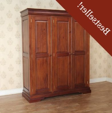 Mahogany Wardrobes Pertaining To Most Recently Released French Louis Philippe Sleigh Mahogany Triple Wardrobe (View 2 of 10)