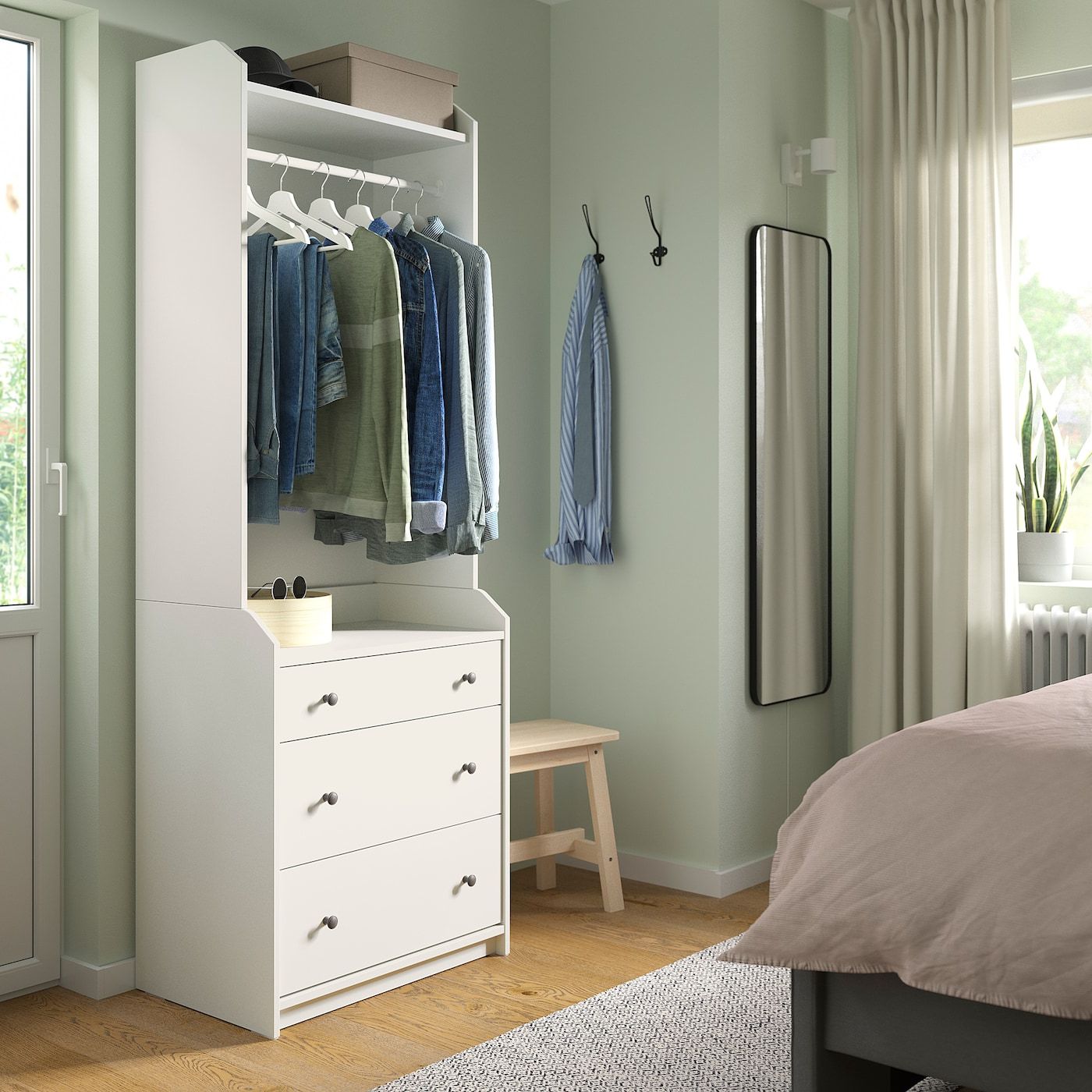 Most Current Hauga Open Wardrobe With 3 Drawers, White, 271/2x783/8" – Ikea Throughout Wardrobes With 3 Drawers (View 2 of 10)