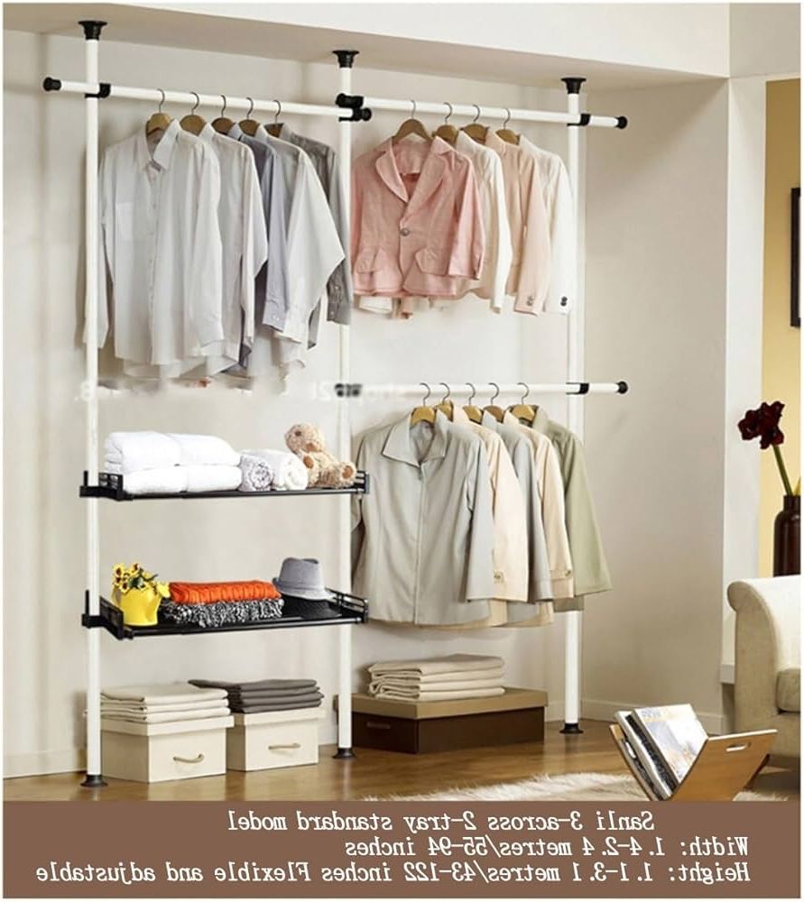 Most Popular Amazon: 2 Tier Adjustable Closet Organizer Garment Rack, Heavy Duty  Floor To Ceiling Clothes Rack, Storage Free Standing Closet Ceiling Link  Floor Hanger For Home Bedroom (color : Style 1) : Home & Kitchen Intended For 2 Tier Adjustable Wardrobes (View 7 of 10)
