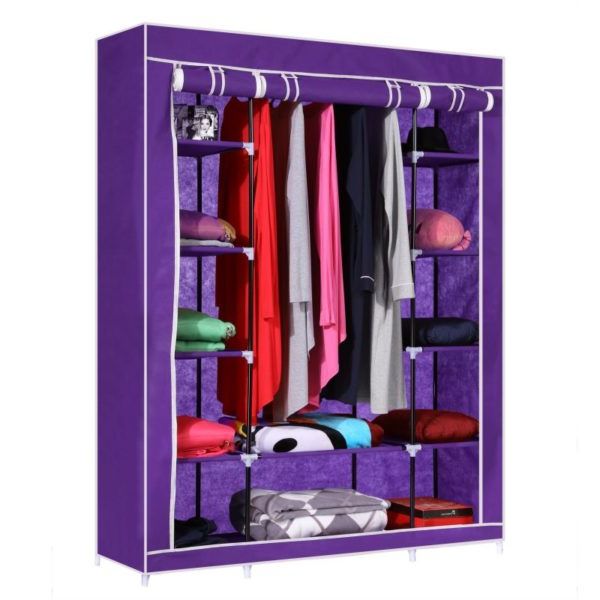Most Up To Date Portable Wardrobes For 3 Columns Portable Wardrobe – 130*170*45 – Purple – Dasheki Home (Photo 7 of 10)