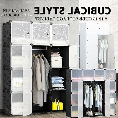 Newest Diy Xl 8 12 16 Cube Storage Cabinet Compartment Wardrobe Rack Shelf  Portable (View 3 of 10)