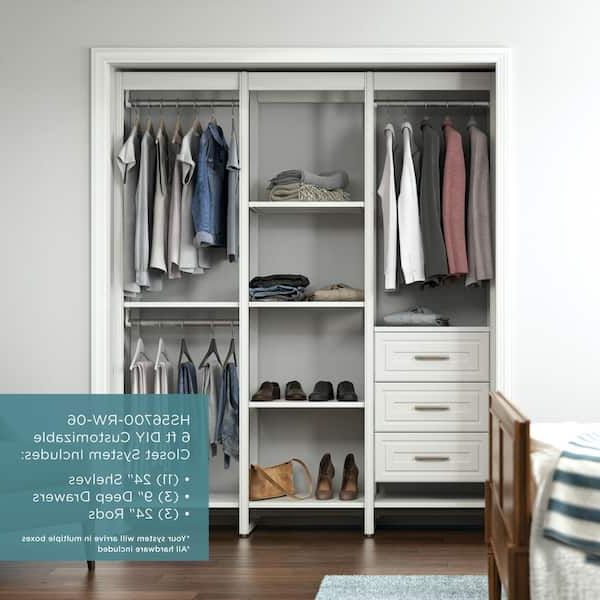 Newest Wardrobes With 3 Shelving Towers Intended For Closetsliberty 68.5 In. W White Adjustable Tower Wood Closet System  With 3 Drawers And 11 Shelves Hs56700 Rw 06 – The Home Depot (Photo 3 of 10)