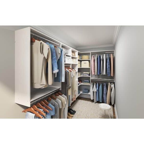 Popular Closet Evolution Essential Plus 60 In. W – 96 In. W White Wood Closet  System Wh17 – The Home Depot Throughout 96 Inches Wardrobes (Photo 7 of 10)