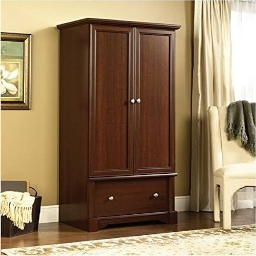 Popular Wardrobes In Cherry Within Amazon: Pemberly Row Contemporary Design Wardrobe Armoire With Storage  Drawer In Cherry : Home & Kitchen (View 9 of 10)