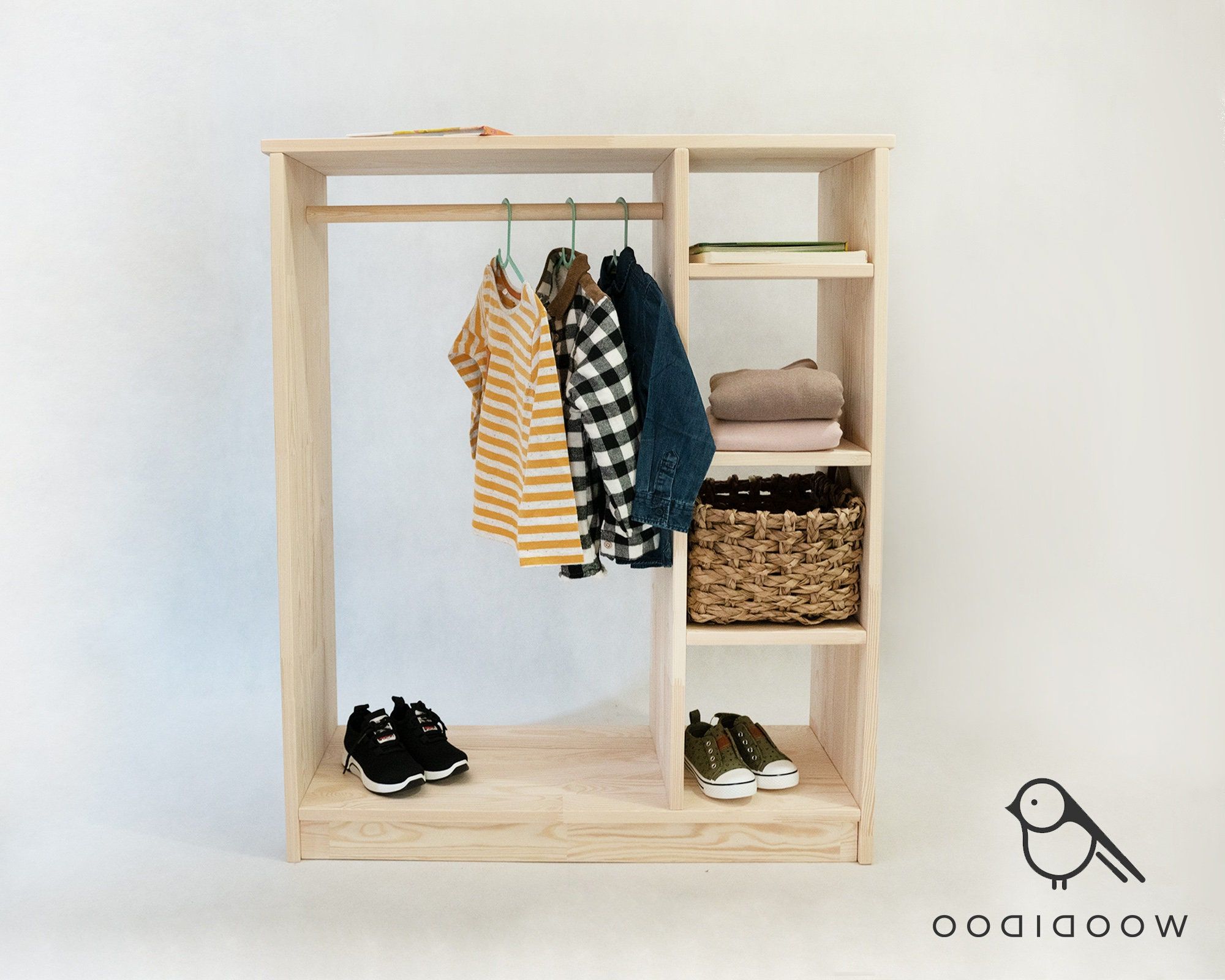 Pure Wood Toddler Wardrobe Montessori Rack Clothing Wardrobe – Etsy With Popular Nursery Wardrobes (Photo 9 of 10)