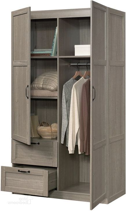 Silver Metal Wardrobes Within Most Recently Released Sauder Select Storage Cabinet Wardrobe In Silver Sycamore – 1stopbedrooms (Photo 2 of 10)