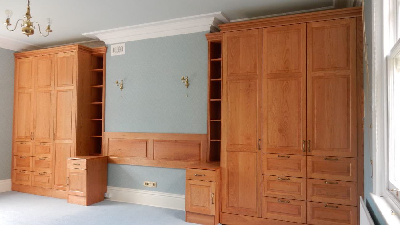 Trendy Cherry Wood Fitted Wardrobes, Bedside Cabinets And Headboard • Pm Furniture In Wardrobes In Cherry (View 6 of 10)