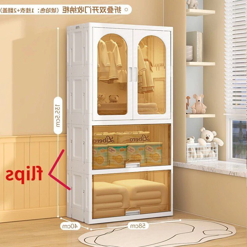 Trendy Children's Foldable Wardrobe Removable Multi Layer Storage Cabinet With  Wheels Space Saving Pp Storage Bins Home Furniture – Aliexpress Inside Wardrobes With 2 Bins (Photo 9 of 10)