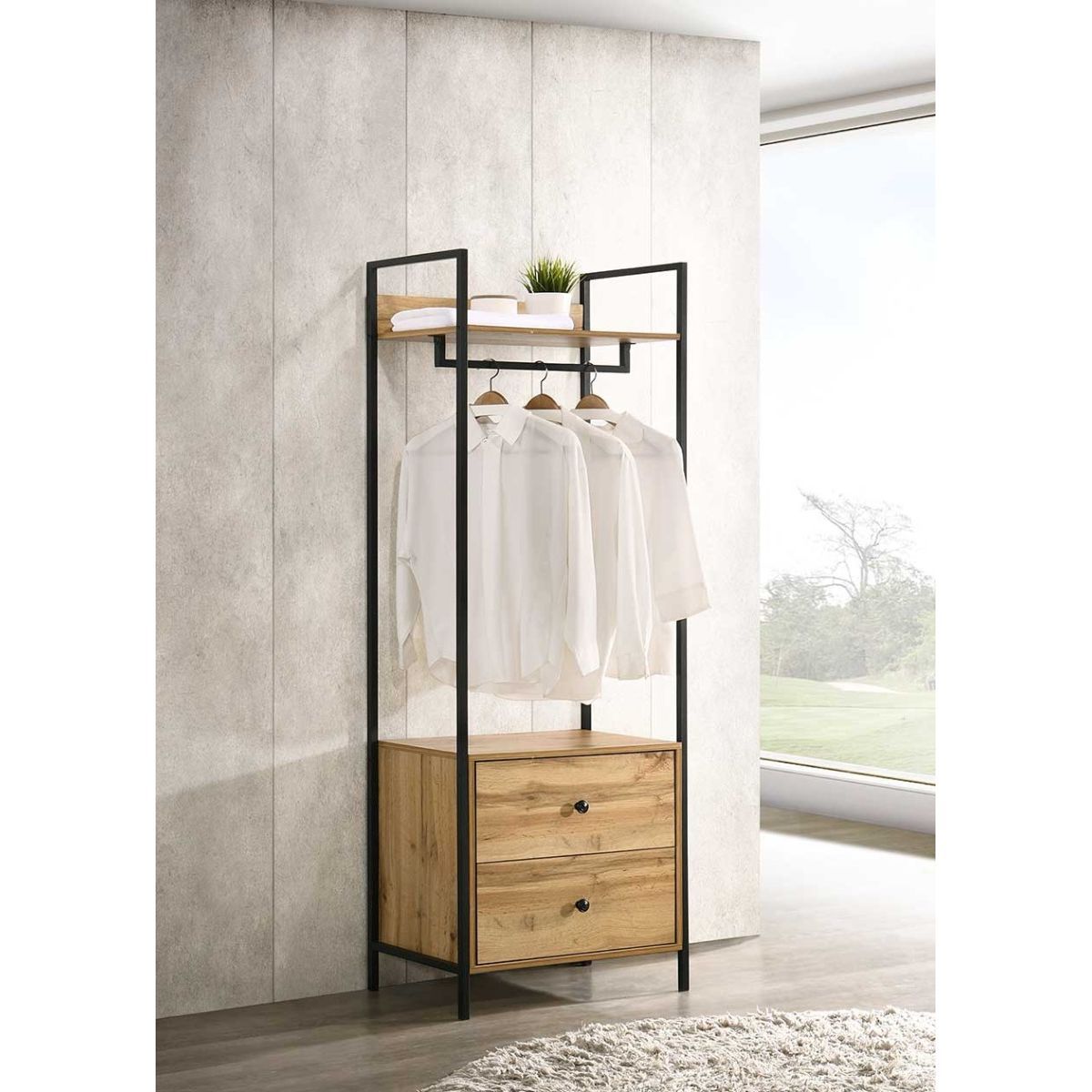 Well Known Zahra Bedroom Open Wardrobe With 2 Drawers In Wardrobes With Two Drawers (View 9 of 10)