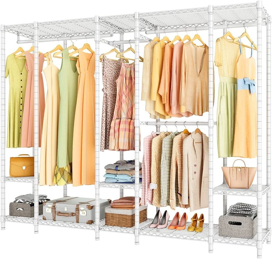 Well Liked Amazon: Vipek V50i Extra Large Portable Closet Rack Bedroom Armoire  Freestanding Wardrobe Closet, Heavy Duty Multi Functional Metal Clothing  Rack For Hanging Clothes, Max Load 1100lbs, White : Home & Kitchen Pertaining To Extra Wide Portable Wardrobes (View 5 of 10)